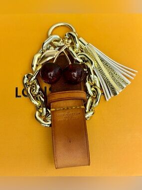 Louis Vuitton Leather Poignet, Bag Charm, Cherries, 6 in.